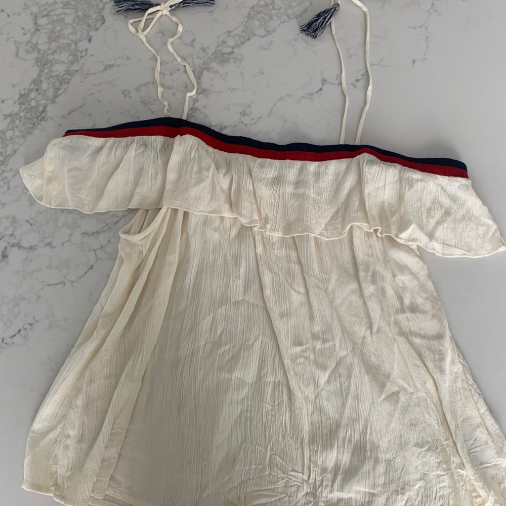 American eagle off the shoulder tie strap top